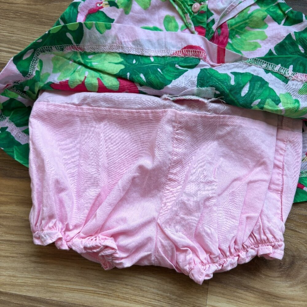 Janie and Jack Baby Tropical Flamingo Ruffle Romper - Picture 7 of 10